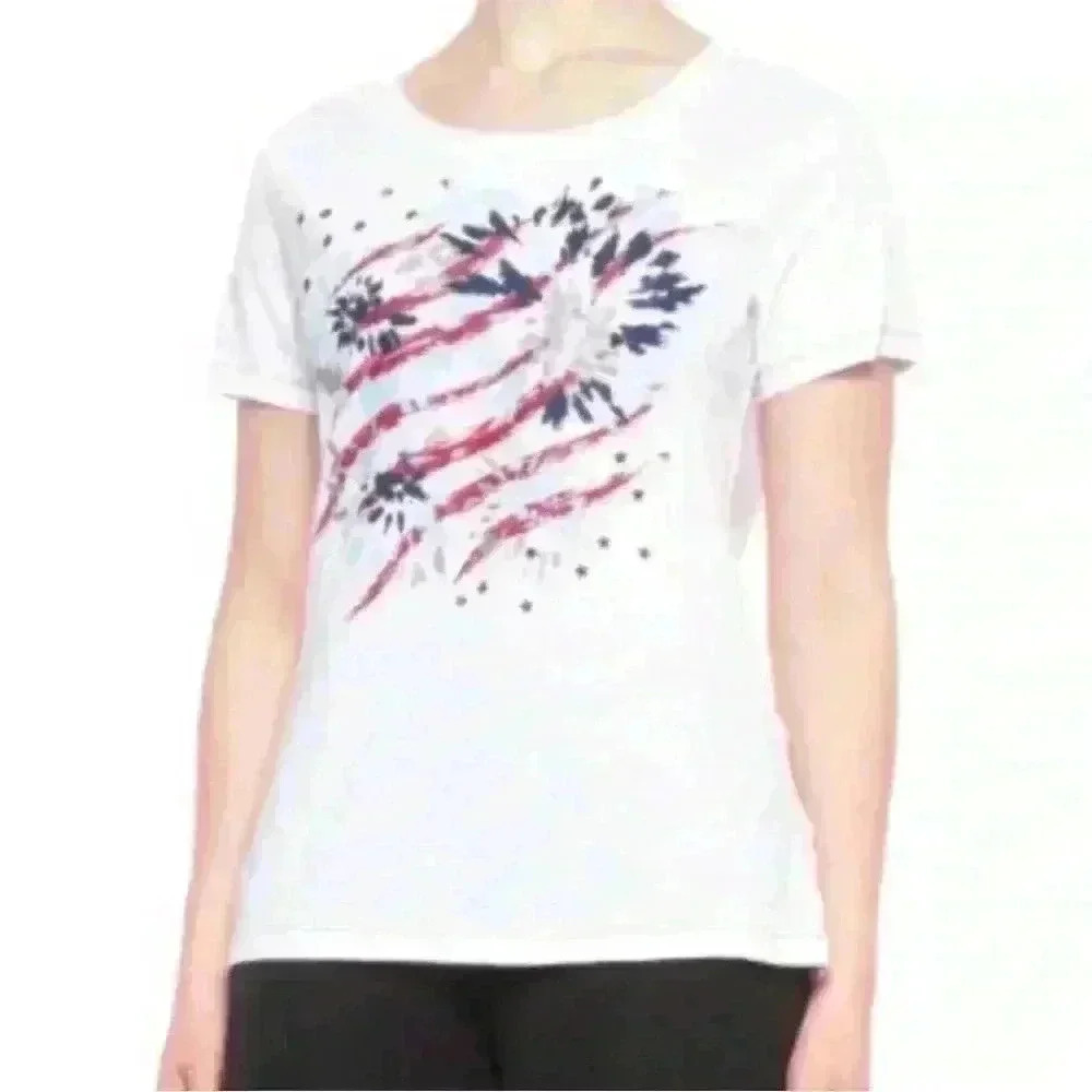 North River Graphic Printed Slub T-Shirt Short Sleeve in White Size Large NWT